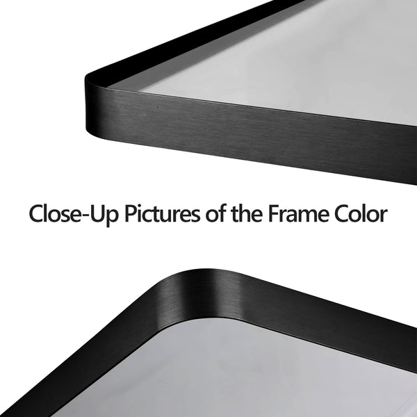 English Elm 28X36 Inch Black Aluminum Frame Bathroom Mirror - Modern Design, Crystal-Clear Reflection & Easy Install T3757P347037