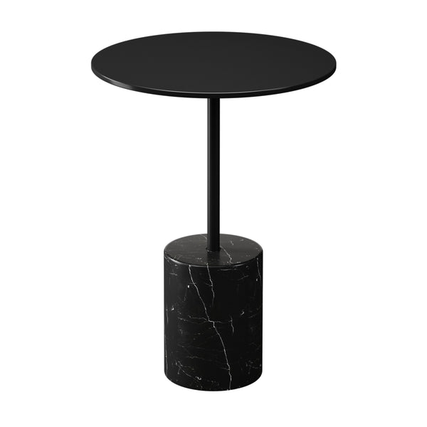 Homeroots 20" Black Steel And Marble Round End Table   520840