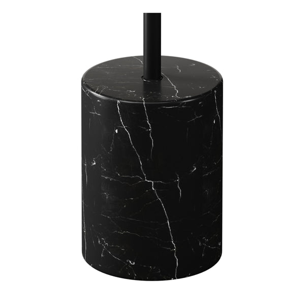 Homeroots 20" Black Steel And Marble Round End Table   520840