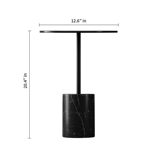 Homeroots 20" Black Steel And Marble Round End Table   520840