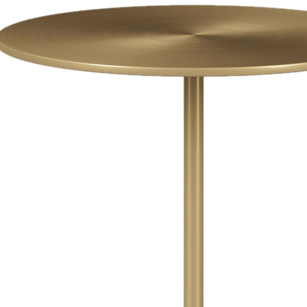 Homeroots 20" White And Gold Steel And Marble Round End Table   520841