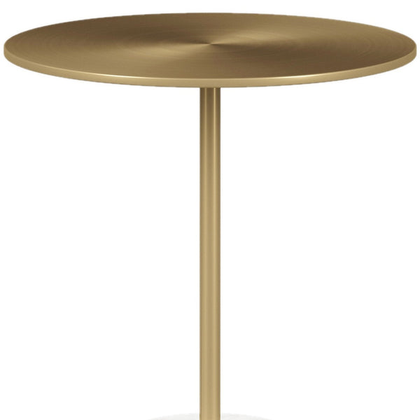 Homeroots 20" White And Gold Steel And Marble Round End Table   520841