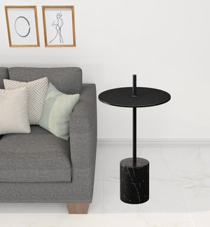 Homeroots 25" Black Steel Round Pedestal End Table   520842