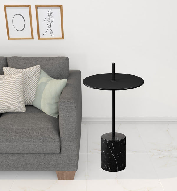 Homeroots 25" Black Steel Round Pedestal End Table   520842