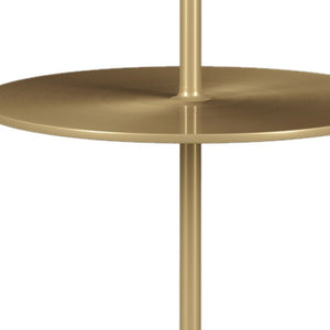 HomeRoots 25" Gold and White Round End Table - Mid-Century Modern Design with Marble Base for Chic Spaces 520843