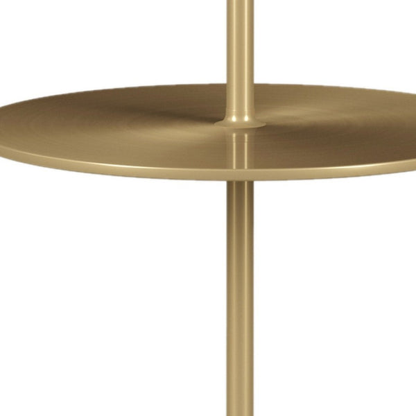 HomeRoots 25" Gold and White Round End Table - Mid-Century Modern Design with Marble Base for Chic Spaces 520843