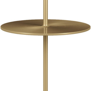 HomeRoots 25" Gold and White Round End Table - Mid-Century Modern Design with Marble Base for Chic Spaces 520843