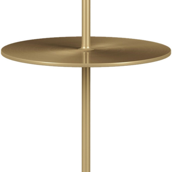 HomeRoots 25" Gold and White Round End Table - Mid-Century Modern Design with Marble Base for Chic Spaces 520843