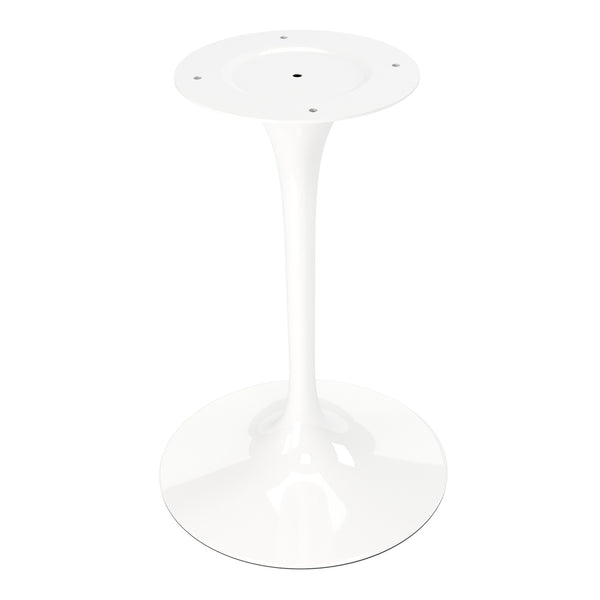Homeroots 40" White Rounded Stone And Metal Pedestal Base Dining Table   520844