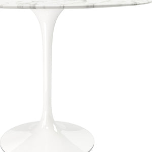 HomeRoots 40" Elegant White Marble Round Dining Table with Durable Metal Pedestal Base for 4 People 520844