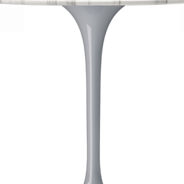 HomeRoots 40" Elegant White and Gray Marble Dining Table with Metal Base for Modern Homes - Seats 4 Comfortably 520846