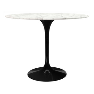 Homeroots 40" White And Black Marble And Metal Dining Table   520847
