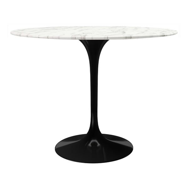 Homeroots 40" White And Black Marble And Metal Dining Table   520847
