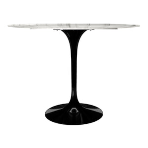 Homeroots 40" White And Black Marble And Metal Dining Table   520847