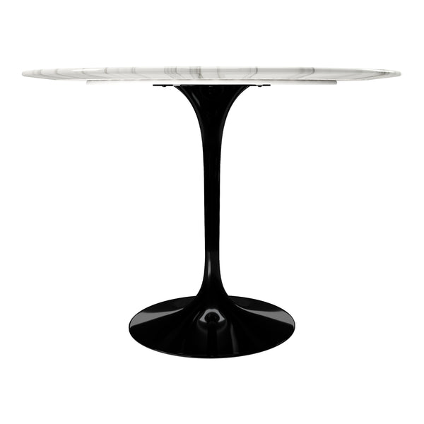 Homeroots 40" White And Black Marble And Metal Dining Table   520847