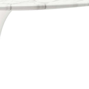 HomeRoots 32" Elegant White Marble & Metal Pedestal Dining Table - Modern Design for Stylish Spaces & Durability 520849