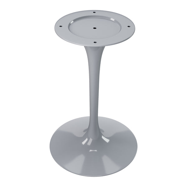 Homeroots 32" White And Gray Rounded Stone And Metal Pedestal Base Dining Table   520851