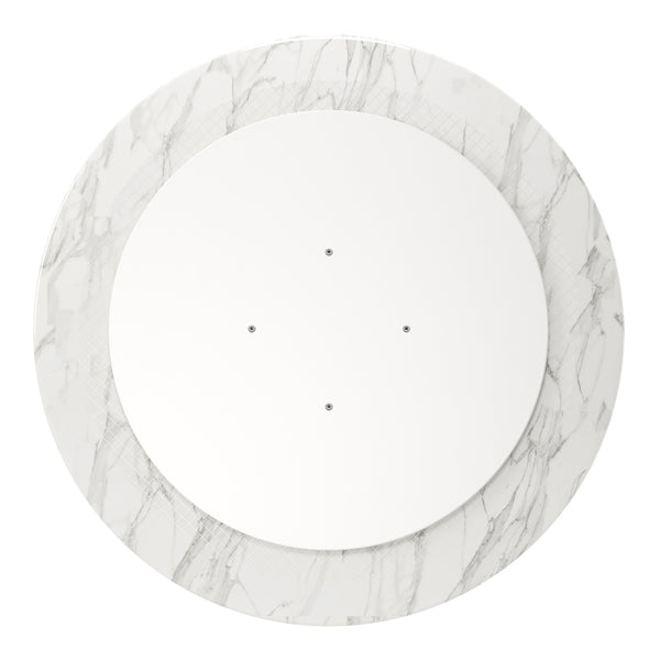 Homeroots 32" White And Gray Rounded Stone And Metal Pedestal Base Dining Table   520851