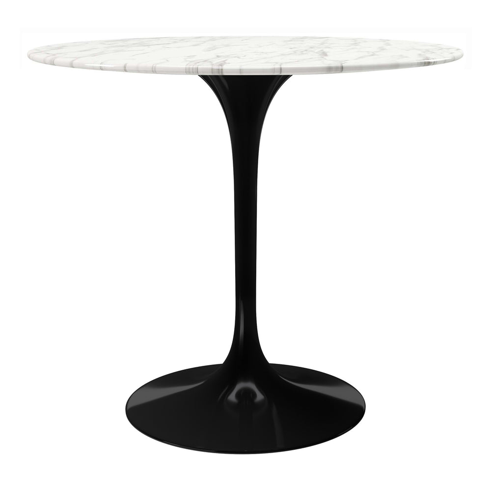 Homeroots 32" White And Black Marble And Metal Dining Table   520852