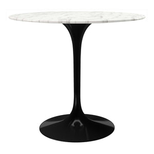 Homeroots 32" White And Black Marble And Metal Dining Table   520852