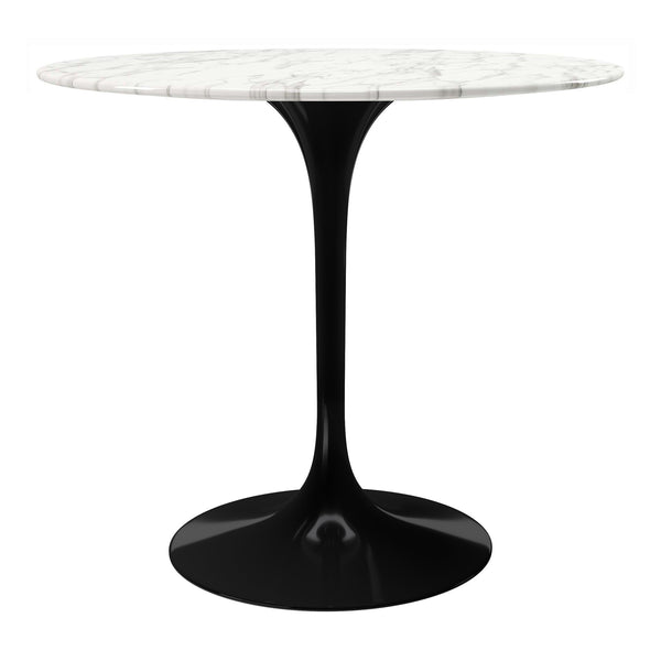 Homeroots 32" White And Black Marble And Metal Dining Table   520852