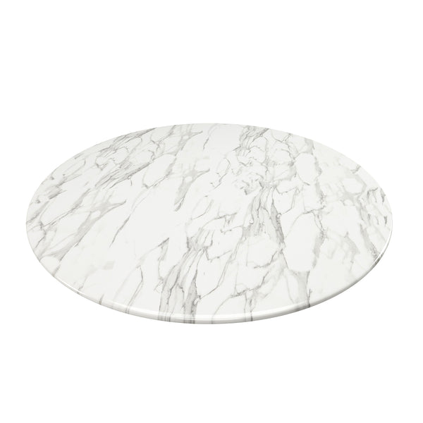 Homeroots 32" White And Black Marble And Metal Dining Table   520852