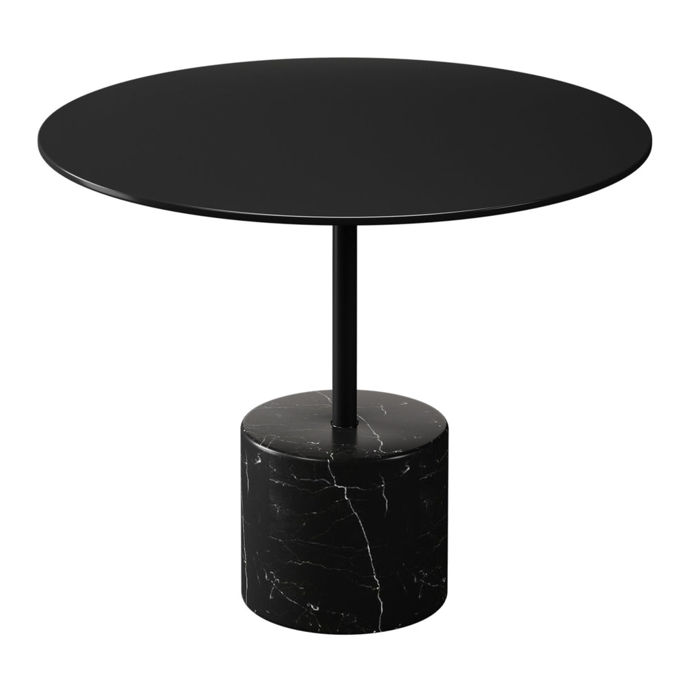 Homeroots 17" Black Steel And Stone Round Coffee Table   520855