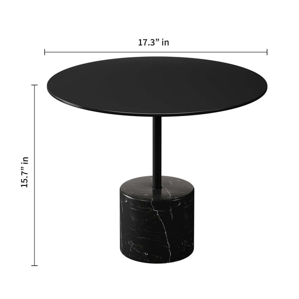 Homeroots 17" Black Steel And Stone Round Coffee Table   520855