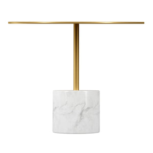 Homeroots 17" Gold And White Steel And Stone Round Coffee Table   520856