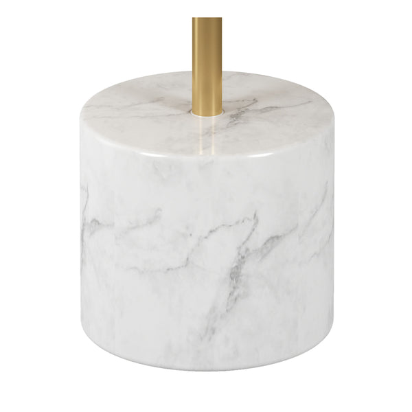 Homeroots 17" Gold And White Steel And Stone Round Coffee Table   520856