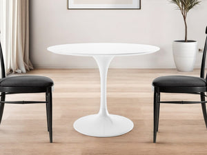 HomeRoots 42" Modern White Fiberglass Dining Table - Sleek, Scratch-Resistant Design for Cozy Spaces & Meals 520860