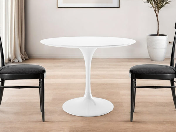 HomeRoots 42" Modern White Fiberglass Dining Table - Sleek, Scratch-Resistant Design for Cozy Spaces & Meals 520860