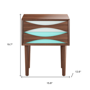 Homeroots 20" Wood Brown Two Drawer Nightstand   520862