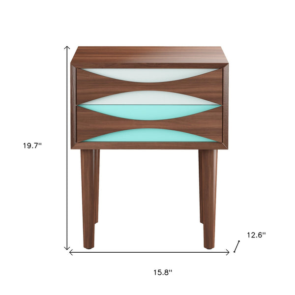 Homeroots 20" Wood Brown Two Drawer Nightstand   520862