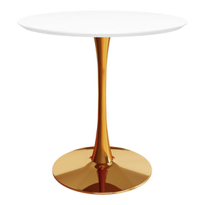 Homeroots 36" White And Gold Metal Dining Table   520863