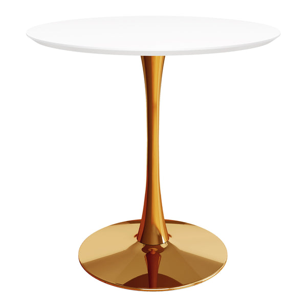 Homeroots 36" White And Gold Metal Dining Table   520863