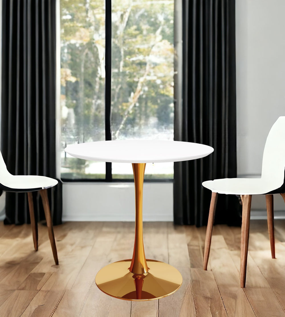 Homeroots 36" White And Gold Metal Dining Table   520863