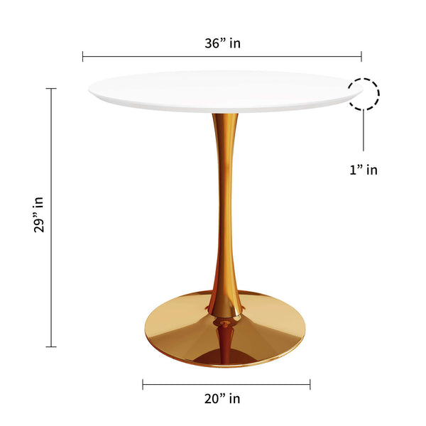 Homeroots 36" White And Gold Metal Dining Table   520863