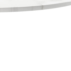 HomeRoots 36" Modern White Round Metal Pedestal Dining Table with Marble-Look Top for Stylish Spaces 520864