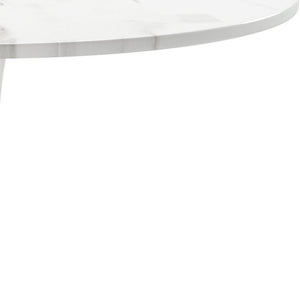 Homeroots 36" White Rounded Metal Pedestal Base Dining Table   520864