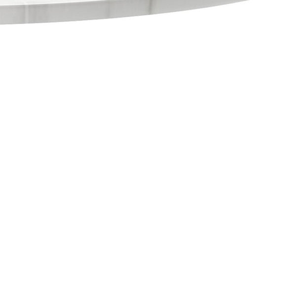 HomeRoots 36" Modern White Round Metal Pedestal Dining Table with Marble-Look Top for Stylish Spaces 520864