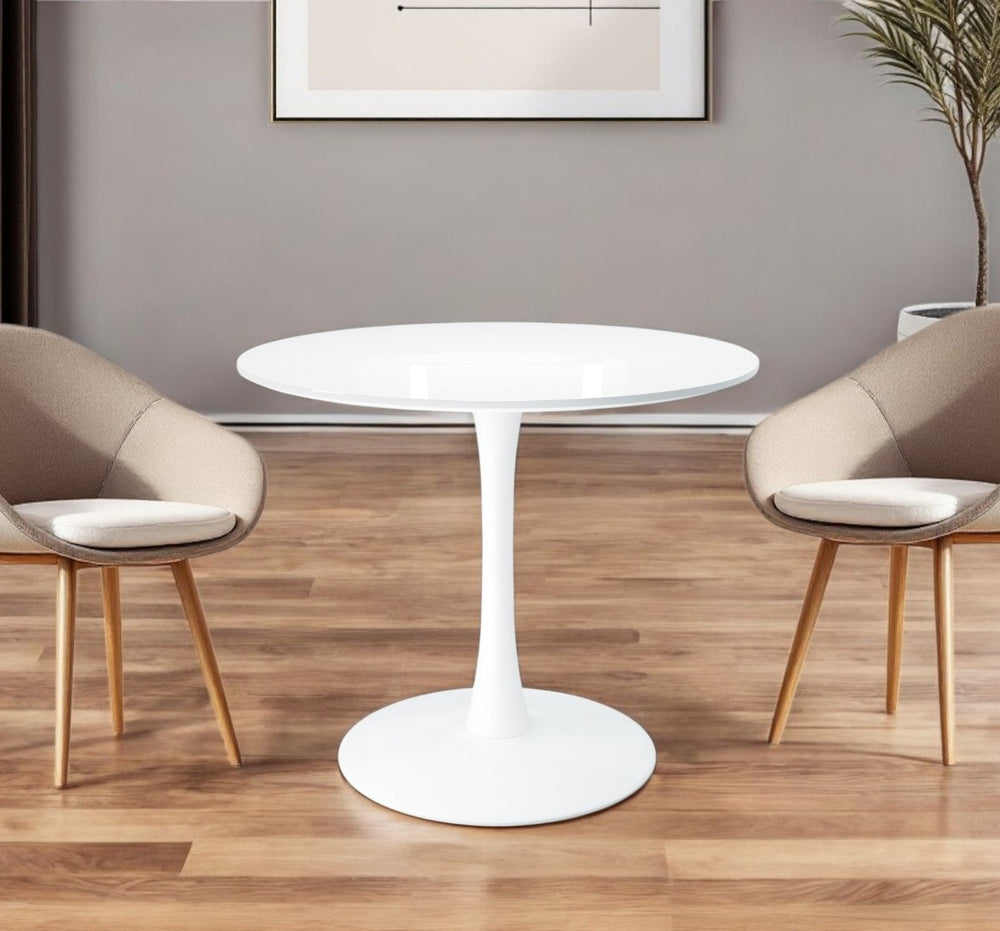 HomeRoots 36" White Metal Dining Table - Modern Round Design for Small Spaces, Seats 4, Easy to Clean Finish 520865