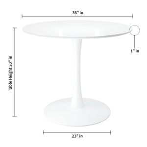 Homeroots 36" White Metal Dining Table   520865