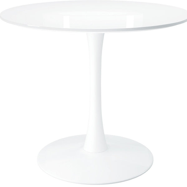 HomeRoots 36" White Metal Dining Table - Modern Round Design for Small Spaces, Seats 4, Easy to Clean Finish 520865