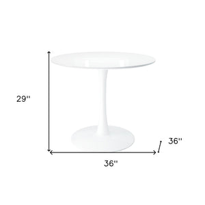 HomeRoots 36" White Metal Dining Table - Modern Round Design for Small Spaces, Seats 4, Easy to Clean Finish 520865