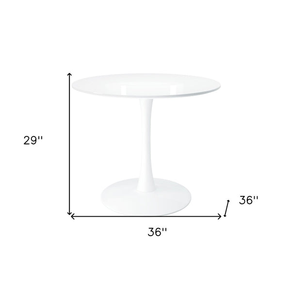HomeRoots 36" White Metal Dining Table - Modern Round Design for Small Spaces, Seats 4, Easy to Clean Finish 520865