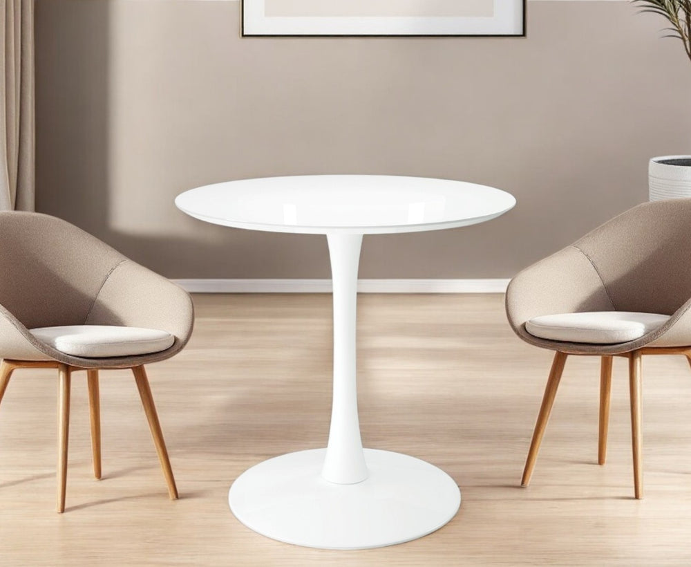 HomeRoots 32" White Metal Dining Table - Modern Round Design for Small Spaces, Perfect for Intimate Meals & Accents 520866