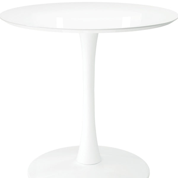 HomeRoots 32" White Metal Dining Table - Modern Round Design for Small Spaces, Perfect for Intimate Meals & Accents 520866