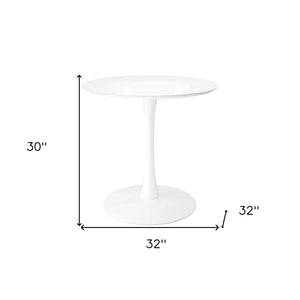 HomeRoots 32" White Metal Dining Table - Modern Round Design for Small Spaces, Perfect for Intimate Meals & Accents 520866