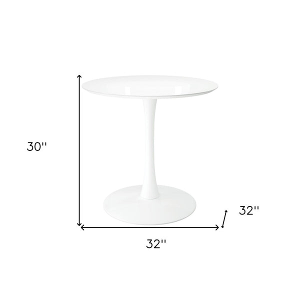 HomeRoots 32" White Metal Dining Table - Modern Round Design for Small Spaces, Perfect for Intimate Meals & Accents 520866